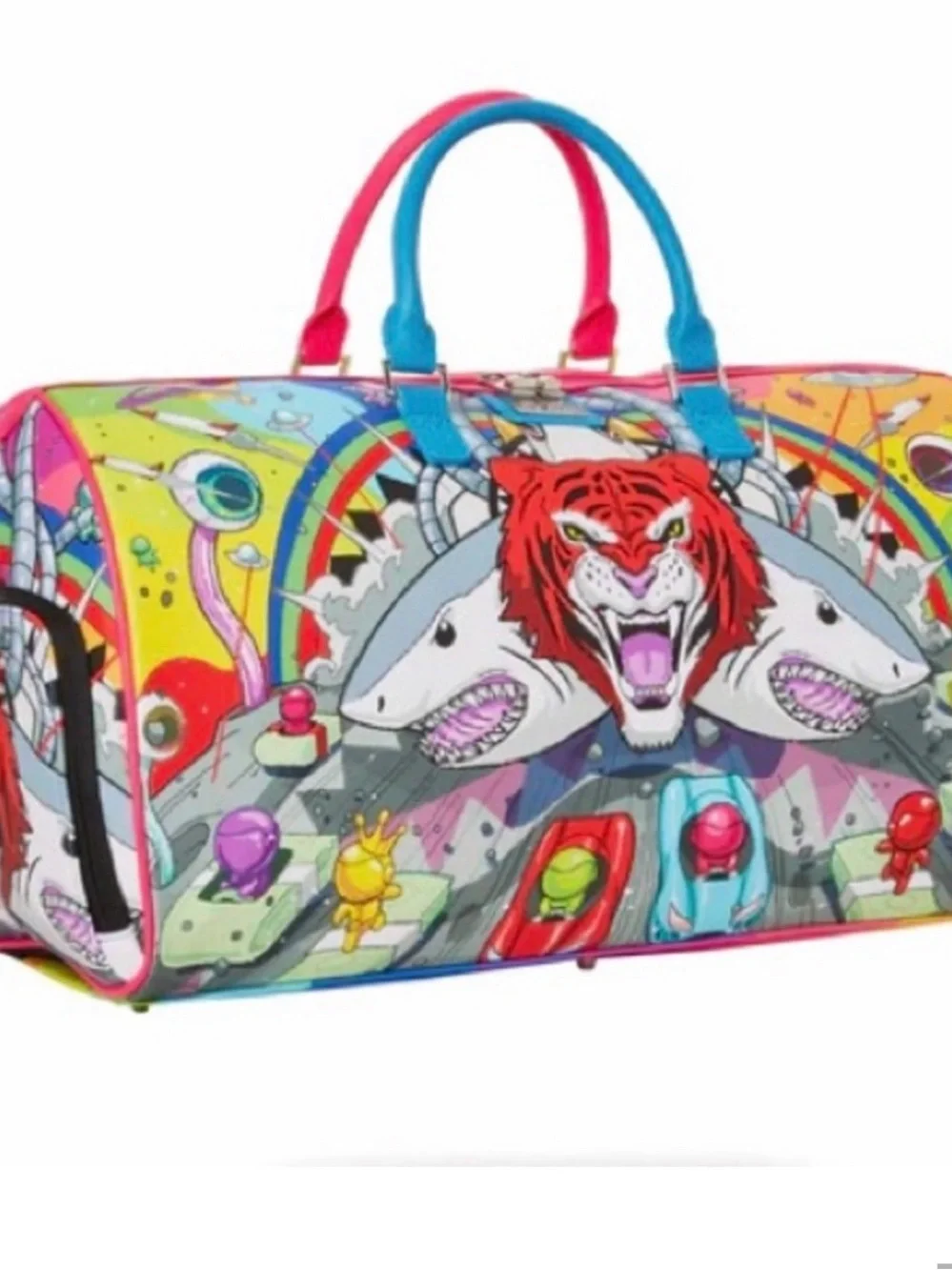 Sprayground Multicolor Tiger & Shark Graphic Duffel Bag